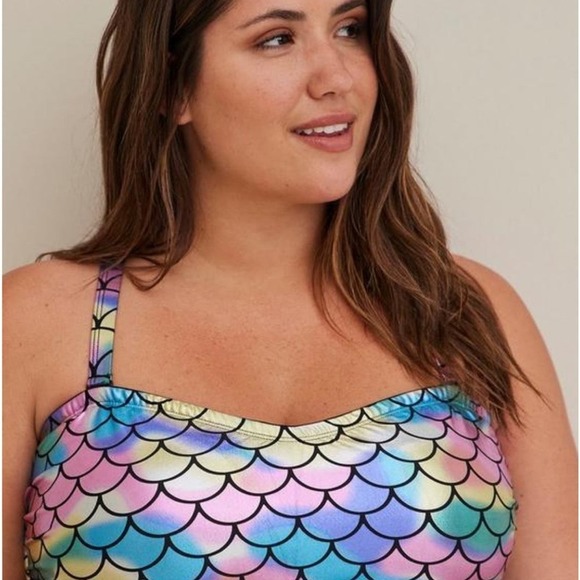 New! Torrid sz 3 Rainbow Mermaid Tankini Swim Bathing Suit Top 3X - Picture 4 of 4
